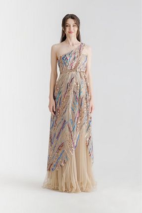 لباس مجلسی بارداری بژ زنانه بدون آستین Desen Hamile Giyim - کد 926065820
