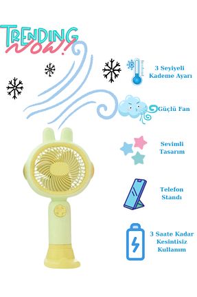 پنکه زرد Mini Fan XİRA - کد 925396143