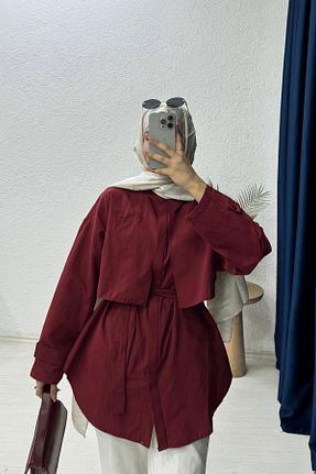 پیراهن زرشکی زنانه اورسایز lurex moda - کد 926000185