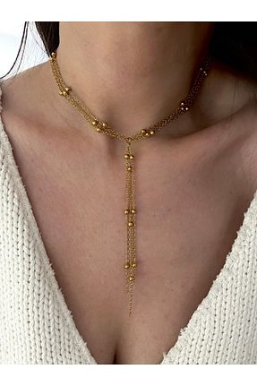 گردنبند استیل ( فولاد ) زرد استیل (فولاد) Hoop jewelery - کد 926005094