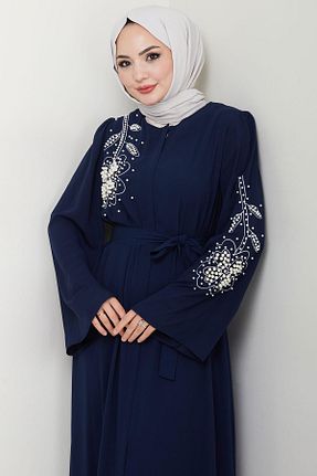 مانتو بلند حجاب سرمه ای زنانه hafsamina - کد 926000354