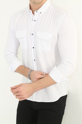 پیراهن سفید مردانه اسلیم فیت Klothy - کد 925982053