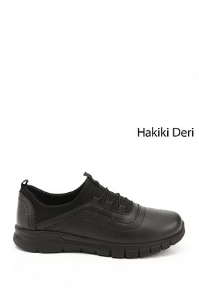 کفش کژوال مشکی زنانه چرم خالص GÖNDERİ(R) - کد 730714764