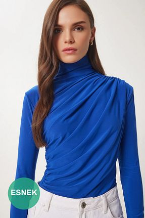 بلوز آبی زنانه ساده Lovelyİstanbul - کد 864281897