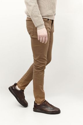 کفش اسنیکر قهوه ای مردانه چرم اصل GÖNDERİ(R) - کد 861550247