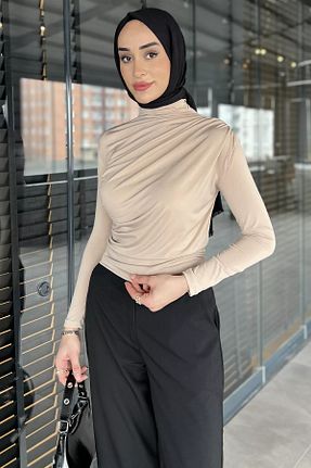 بلوز حجاب بژ زنانه رگولار Julude - کد 926032438
