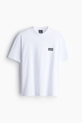 تیشرت سفید مردانه یقه دوچرخه H&M - کد 926032863