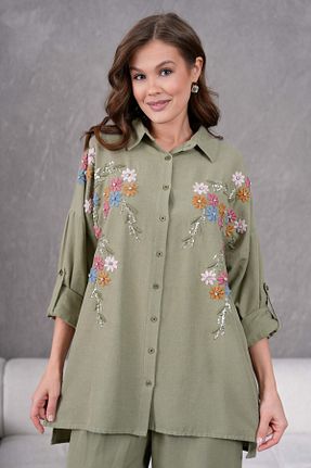 پیراهن خاکی زنانه اورسایز MVStore - کد 926042916