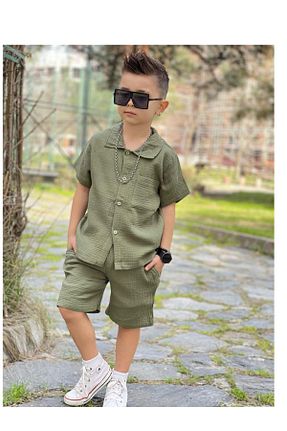 ست بالاتنه و پائین تنه سبز بچه گانه بافت My Kids Wear - کد 938223645