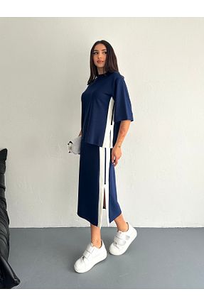 ست بالاتنه و پائین تنه سرمه ای زنانه بافت sportiness - کد 926065979