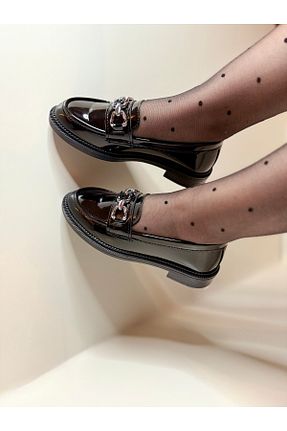کفش لوفر مشکی زنانه چرم لاکی AHOORA SHOE - کد 901363315
