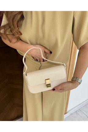کیف دوشی بژ زنانه چرم مصنوعی Tina İstanbul - کد 926094405