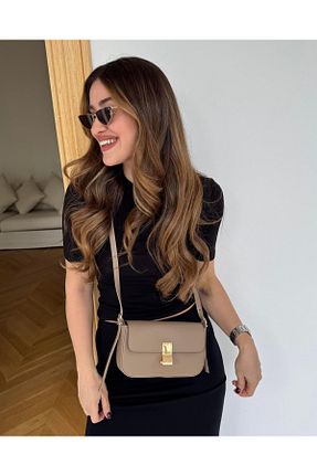 کیف دوشی قهوه ای زنانه چرم مصنوعی Tina İstanbul - کد 926094677