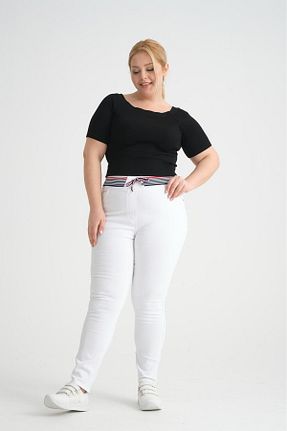 شلوار جین سایز بزرگ رنگی زنانه اسلیم SERRA BÜYÜK BEDEN - کد 926120439