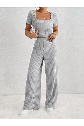 ست بالاتنه و پائین تنه طوسی زنانه بافت bemmoda - کد 926125716