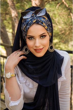 کلاه شنای حجاب سرمه ای زنانه Aişe Tesettür - کد 681070396
