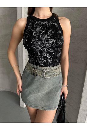 بلوز مشکی زنانه چاپی FERZOLAİO - کد 926161045