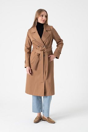 ترنچکت قهوه ای زنانه پنبه پلی استر Mia Kara - کد 925963364