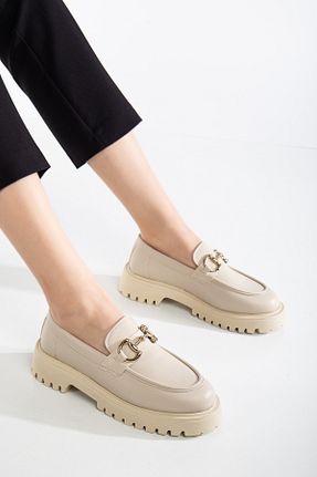 کفش لوفر بژ زنانه چرم مصنوعی Zegeshoes - کد 921267579