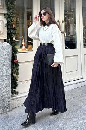 دامن حجاب مشکی زنانه بافتنی Mrs.idea - کد 926176359
