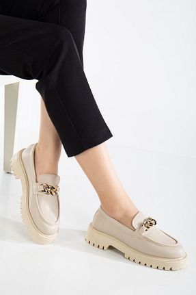 کفش لوفر بژ زنانه چرم مصنوعی Zegeshoes - کد 902969346
