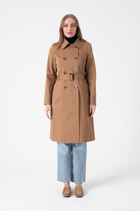 ترنچکت قهوه ای زنانه پنبه پلی استر Mia Kara - کد 925960975