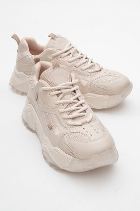 کفش اسنیکر بژ زنانه بند دار luvishoes - کد 926213722