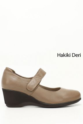 کفش کژوال قهوه ای زنانه چرم خالص GÖNDERİ(R) - کد 832781793