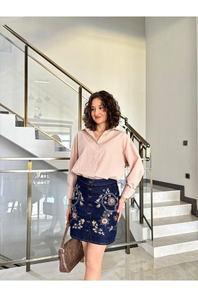 دامن سرمه ای زنانه پنبه ای Butik - کد 926210755