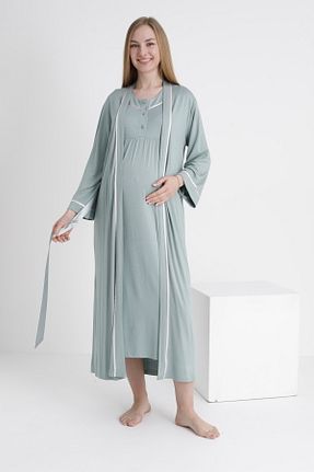 لباس شب بارداری سبز زنانه ساده Miss Dünya Lissa - کد 926213256