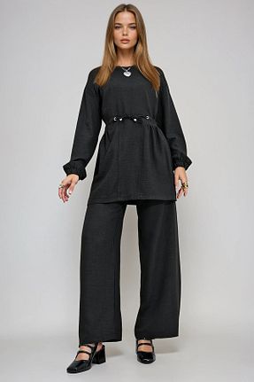 ست بالاتنه و پائین تنه مشکی زنانه بافتنی VAGGON - کد 926216517