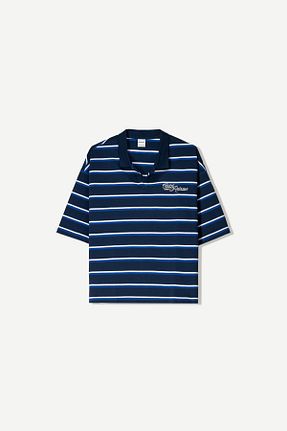 پولوشرت آبی مردانه پنبه ای Bershka - کد 926220259