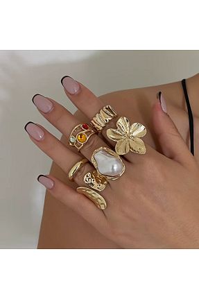 انگشتر جواهر زرد زنانه فلزی Girift Vintage - کد 926236434