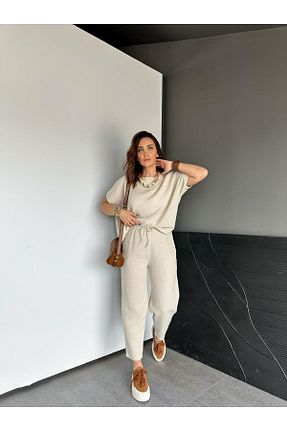 ست بالاتنه و پائین تنه طوسی زنانه بافتنی Zerrincan Giyim - کد 926231431