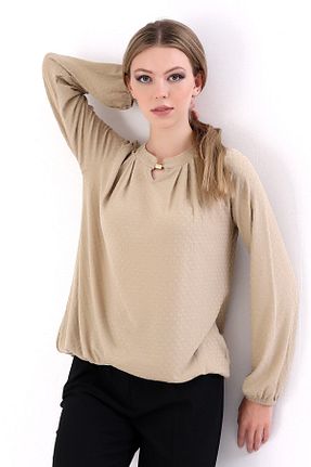 بلوز حجاب قهوه ای زنانه رگولار Şiir - کد 742326770