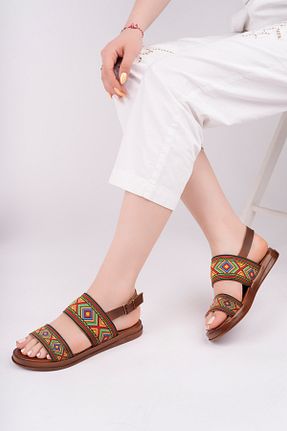 صندل رنگی زنانه پاشنه تخت BAHRİNA - کد 926314589