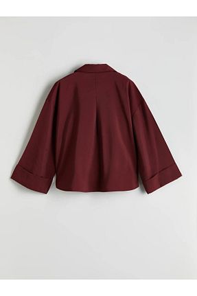 پیراهن زرشکی زنانه اورسایز LC Waikiki - کد 926302500