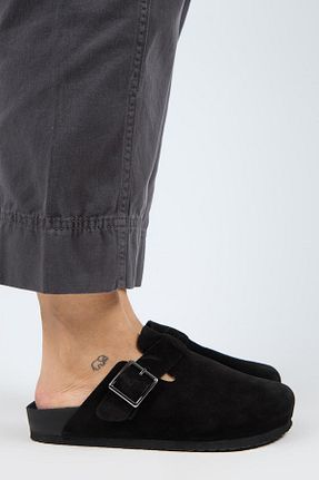 دمپائی مشکی زنانه چرم خالص Manijero - کد 926327004