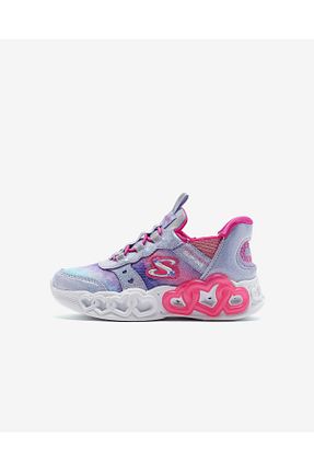 کفش اسنیکر بنفش بچه گانه بند دار Skechers - کد 803383444