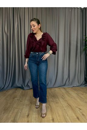 پیراهن زرشکی زنانه رگولار Size Özgü - کد 926330329