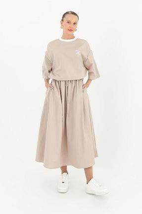 تیشرت بژ زنانه اورسایز Soul - کد 897498102