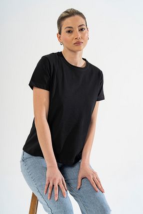 تیشرت مشکی زنانه رگولار SWOMA - کد 926545675