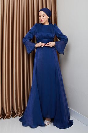 لباس مجلسی حجاب سرمه ای زنانه یقه دوچرخه Olcay - کد 901444418