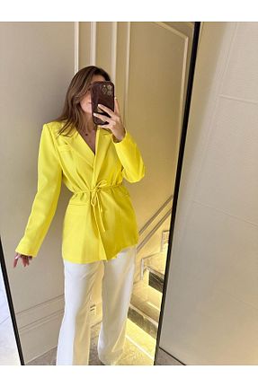 کت زرد زنانه Fitted Chamakh - کد 926349056
