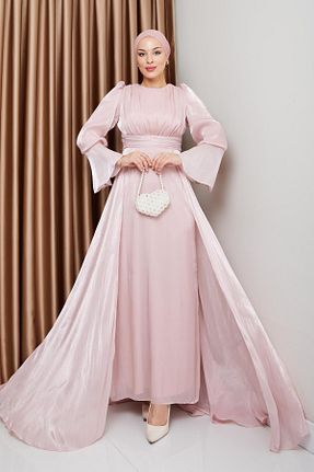 لباس مجلسی حجاب صورتی زنانه یقه دوچرخه Olcay - کد 901445839