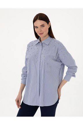 پیراهن آبی زنانه اورسایز Pierre Cardin - کد 926355799