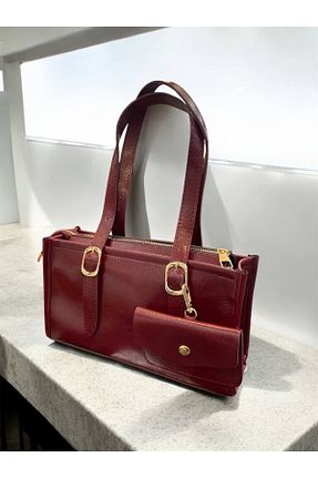 کیف دوشی زرشکی زنانه چرم مصنوعی Detre - کد 926350639