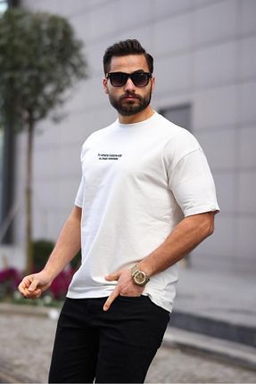 تیشرت سفید مردانه گشاد YKP MODA - کد 926367330