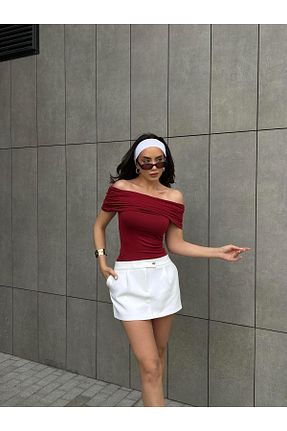 بلوز زرشکی زنانه رگولار minaaise - کد 926375931