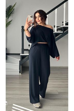 ست بالاتنه و پائین تنه سرمه ای زنانه بافتنی Oslove - کد 926385839